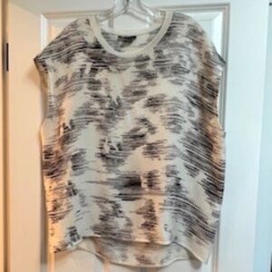 Vince Sleeveless Silk Black/Cream Blouse